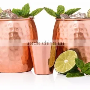 16oz Pure Copper Hammerred Moscow Mule Mugs With Shot Glass thumbnail-1