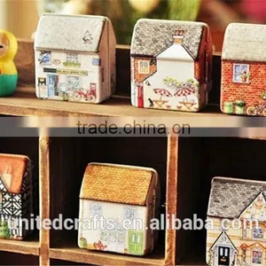 Mini Dream Vintage House Tinplate Storage Tin Box Coin Bag Jewelry Box Creative thumbnail-2