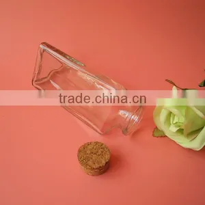Novely Triangle Shape Glass Storage Bottle With Cork thumbnail-4