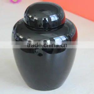Same Style 3 Different Size Black Galazed Ceramic Funeral Pet Ashes Urns thumbnail-2