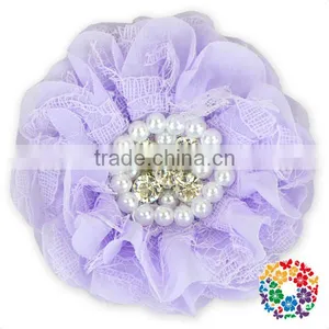 Aqua Chiffon Pearls Center Cheap Wholesale Artificial Flowers thumbnail-6