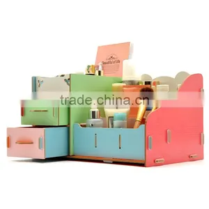 DIY Panda Wooden Storage Box Desktop Wooden Cosmetics Organizer Folding Cosmetic Organizer thumbnail-4