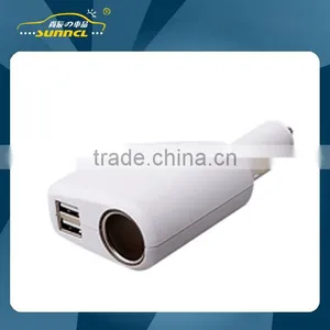 2015 CE Approval 2 USB White Car Charger Cigarette Lighter Adapter Socket for IPhone , Tablet thumbnail-1