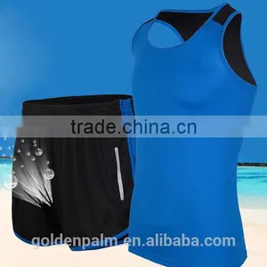 High Breathable 100%polyester Splicing Dry Fit Mens Matching Shirt and Shorts, Fitness Tracksuit Men thumbnail-1
