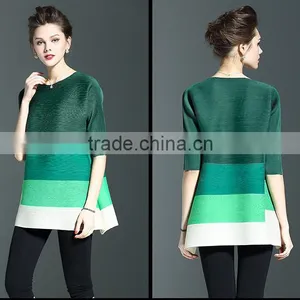 Custom Fashion Lady Three Colors Matching Loose Pleated Dress thumbnail-6