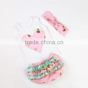 Hot Sale Bulk Super Cute Baby Valentine Boutique Outfit Sets Love Heart Baby Onesie Wholesale thumbnail-2