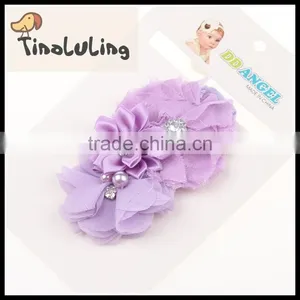 Korean Fashion Cheap Chiffon Mesh Flower Elastic Baby Headband Wholesale thumbnail-5