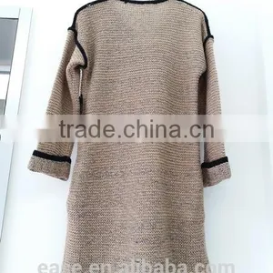 Factory Hot Sale Elegant Woman Grey Sweater Long Sleeve Cardigan Sweater For Ladies thumbnail-2