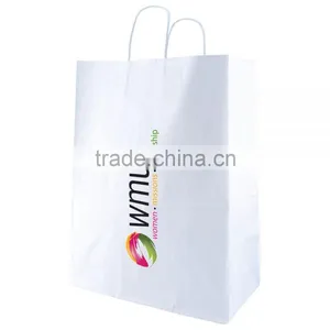 USA Made White Kraft Shopping Bag- Dimensions Are 13" x 7" x 17.5" and Comes With Your Logo. thumbnail-1