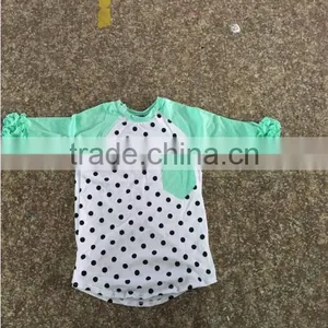 Pernickety Boutique Reglan Short Sleeve Shirt Ruffle Baby Girl Clothes Cotton 0-14T t Shirt With Pocket Children Girl Shirt thumbnail-1