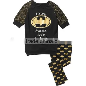 Wholesale Cartoon Baby Clothes Halloween Girl Black Bat Pattern China Yiwu Girls Clothing Set thumbnail-1