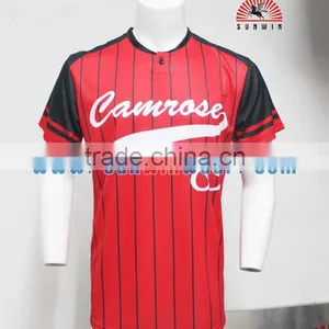 Custom Sublimation Pinstripe Baseball Jersey Sublimation Full Button Baseball Jersey Wholesale thumbnail-2