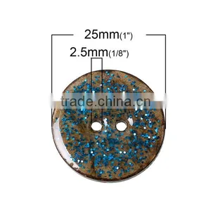 Wholesale Scrapbooking Round Natural Two Holes Enamel 25.0mm Coconut Shell Sewing Button thumbnail-2