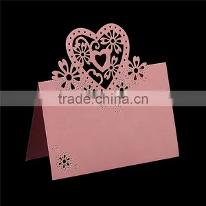 Paper Wedding Party Name Place Card Heart Pink thumbnail-1