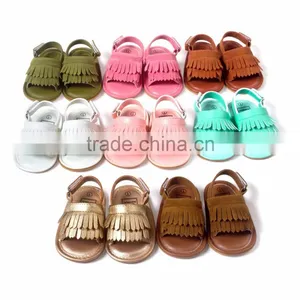 2016 New Summer Candy Color Baby Tassel Baby Leather Sandal Soft Sole Infant Girls and Boys Shoes thumbnail-1
