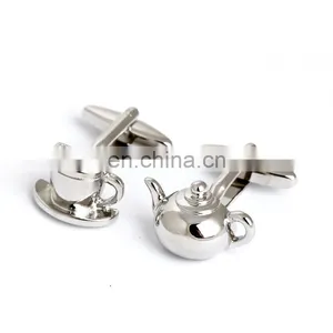 Men's Jewelry Wedding Cufflinks Silver Kettle and Cups Cufflinks thumbnail-1