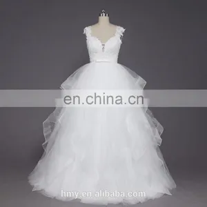 V Neckline A-line Sexy Backless Bridal Gown Lace Wedding Dresses Styles thumbnail-1