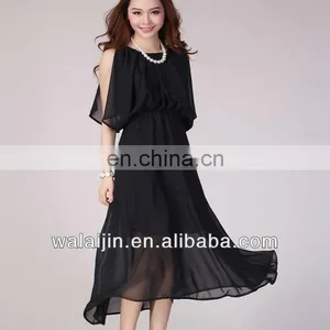 Wholesale Woman's Cold Shoulder Chiffon Long Dress thumbnail-1