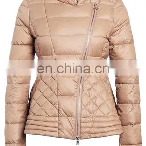 Comfortable Shiny Fabric Women Light Feather Down Jacket thumbnail-5