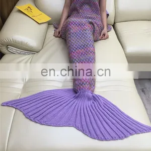 Manufacture Fashion Cute Christmas Gift Knit Throw Soft Blanket Mermaid Tail Blanket for Adult Kids thumbnail-3