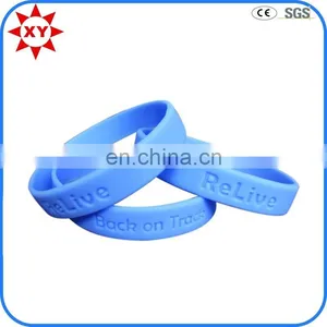 High Quality 220mm Embossed Blue Promotional Wristbands thumbnail-1