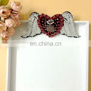 Handmade Heart Strawberry Cherry Beaded Rhinestone Patches For Clothing thumbnail-4