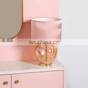 Wholesale Home Hotel Used Modern Nordic Glass Base Pink Office Desk Lamp in Bulk thumbnail-2