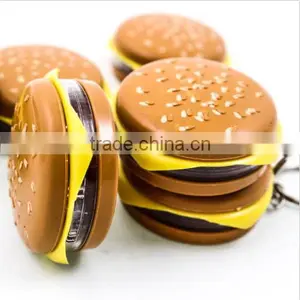 Cute Hamburger Cheese LED Flash Light Functional Keychain Key Chain Ring thumbnail-1