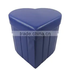 Blue Heart Shape Single Collapsible Ottoman thumbnail-1