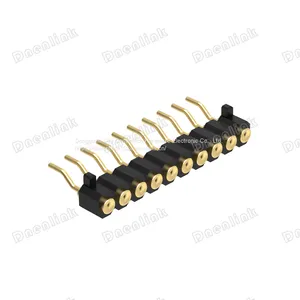 Dnenlink 2.00mm Pitch Single Row H2.5mm Concave Contact Right Angle SMT Type Female Header PogoPin Header With Peg thumbnail-1
