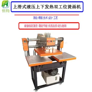 Embroidery Press Glue Machine Under Heating up Sliding Hydraulic Under Heating Stripping Machine Double Station Hot Glue Machine thumbnail-3