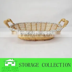 Oval Shape Handwoven Paper Rope Basket With Handle thumbnail-3