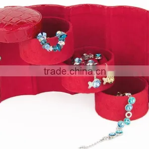 3 Tier Compartment Mini Leather Travel Roll Up Jewelry Box Case Organizer Holder With Snap Closure thumbnail-3