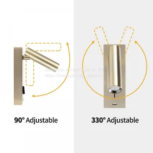 Meanyee Wall Mounted Reading Lamp Led Bedside Lights Headboard Lamps With Switch / USB Charger Port / Adjustable Arm / 3Watts Led /Bronze Finished/MY-WN218T thumbnail-3