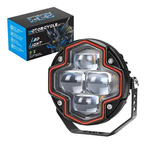 New Motorcycle LED Spotlight Four-Bead Lens 6000K Electric Vehicle Light Integrated Far Angel Eye Flashing External Modified thumbnail-3