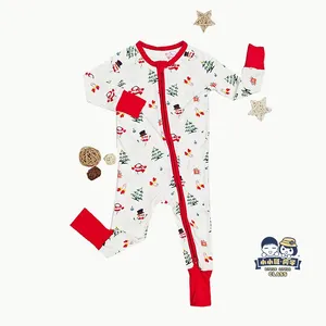 Factory Customization Toddler Infant Long Sleeve Bamboo Baby Print Romper Zipper Pajamas Climbing Suit thumbnail-4