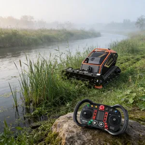 1000mm Remote Control Brush Cutter Tracked Gasoline 35° Hill Climbing Flail Mower With Hammer Blade 200m Range thumbnail-1