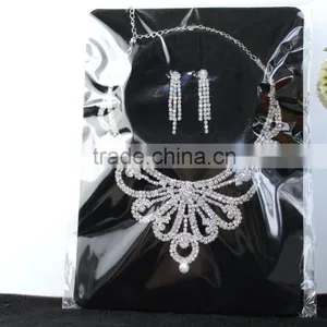 Cheap Silver Bridal Necklace and Earring Sets Wedding Rhinestone Bridal Jewelry Sets thumbnail-2