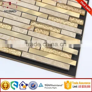 Glass Mix Aluminum Mix Stone Mosaic Tile thumbnail-1