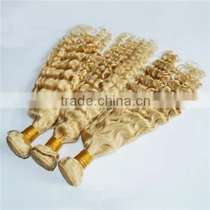 European Blonde 613 Color Virgin Deep Wave Curl Hair Extension Weft thumbnail-5