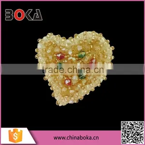 BOKA Handmade Sew-on Crystal Beads Heart Applique thumbnail-1
