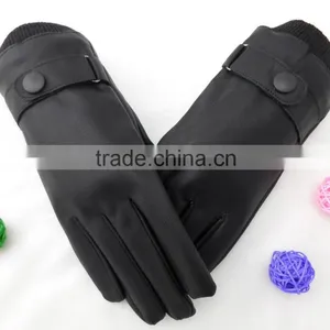 Compact Men's Leather Gloves, Fall and Winter Warm Fashion Line Cycling Gloves, Cold Weather Gloves thumbnail-1