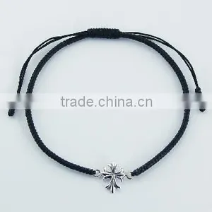 Handmade Macrame Bracelet Medieval Silver Cross & Spheres thumbnail-1