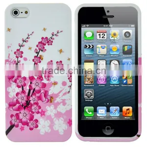 Pink Wintersweet Flower Print TPU Soft Design Case For IPhone 5 5G 5th thumbnail-1