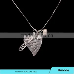 Latest Design Single Pearl Heart Pendant Necklace for Female thumbnail-1
