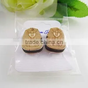 Good Quality HIP HOP WOOD Earrings Egytian Pharaoh Wooden Charm Post Pin Type thumbnail-6