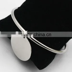 Round Dog Tag Factory Customize Stainless Steel Charm Bracelet Bangle thumbnail-5