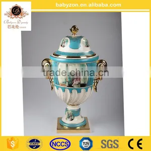Babyzon Luxury Trophy, Home Decorative Items Ceramic Trophy Cup, Royal Blue Series Trophy thumbnail-2