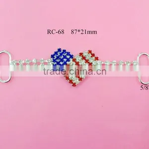 Stock Hot Selling Factory Price America Heart Rhinestone Connector for Headband/hairwear for Bikini (RC-68) thumbnail-1
