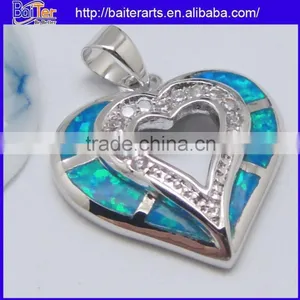 925 Sterling Silver Pendant Necklace Black Fire Opal Heart Pendant Opening thumbnail-6